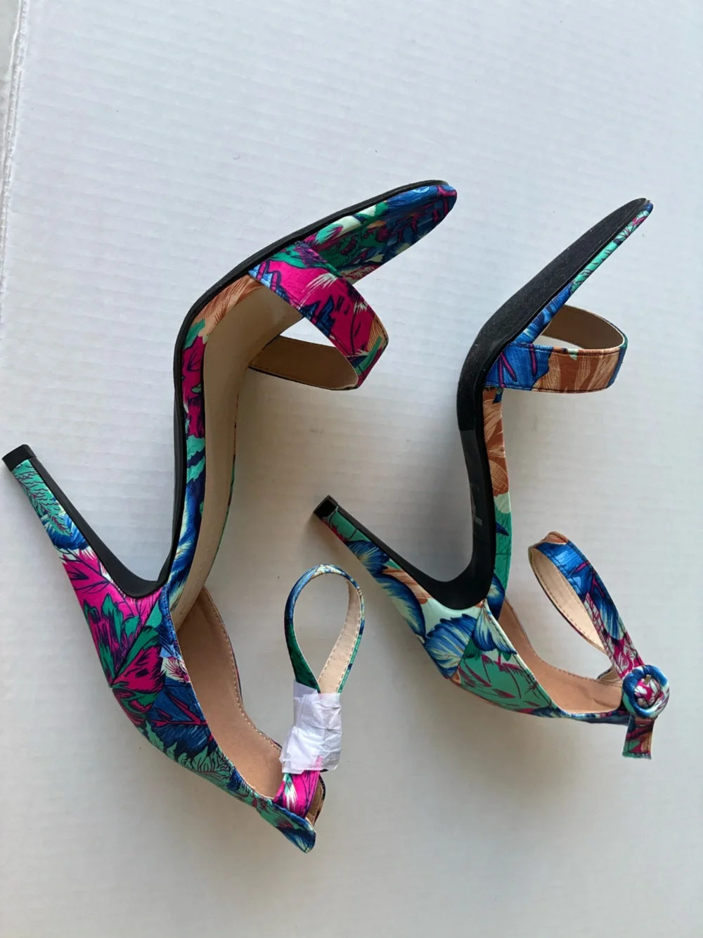 Multicolor Floral Ankle-Strap Heels